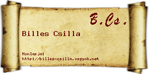 Billes Csilla névjegykártya